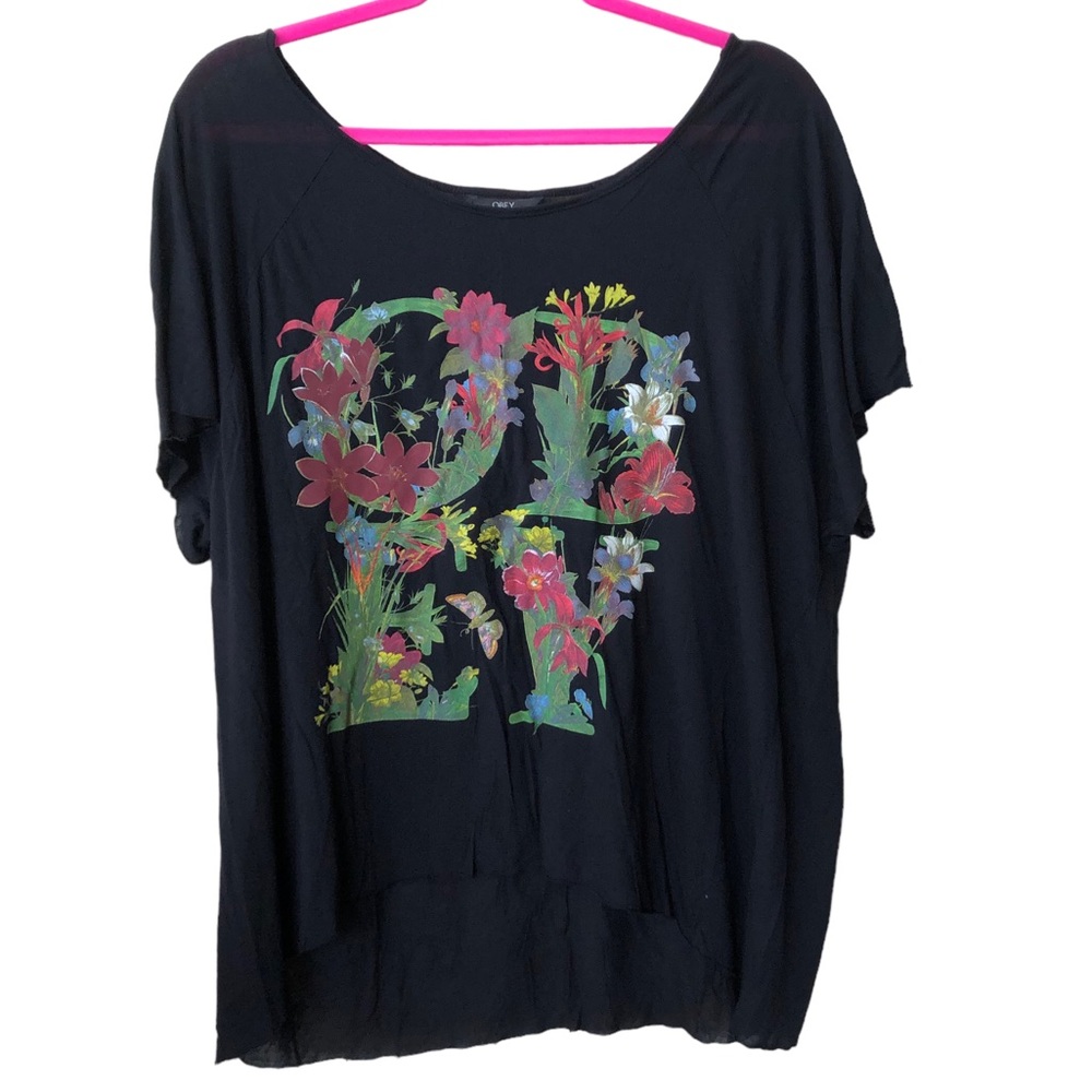 Obey Floral LOVE Oversized Short Sleeve T-Shirt - Small